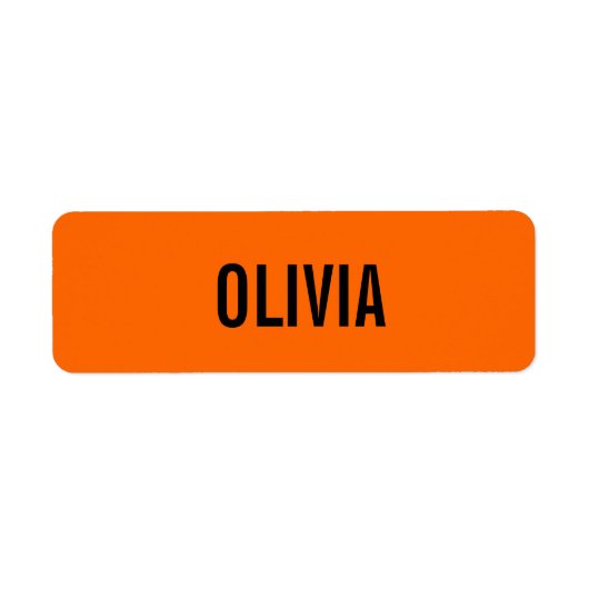 Zonsondergang Oranje Moderne Naam | Trendy minimal Etiket (Voorkant)