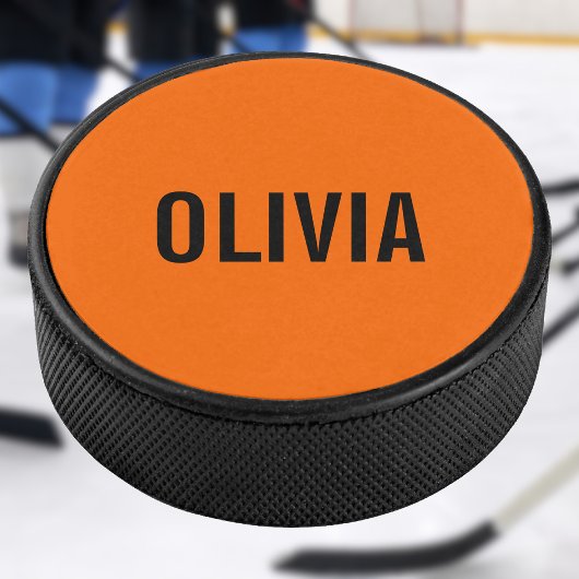 Zonsondergang Oranje Moderne Naam | Trendy minimal Hockey Puck