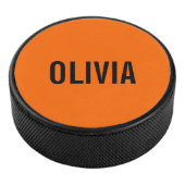 Zonsondergang Oranje Moderne Naam | Trendy minimal Hockey Puck (3/4)