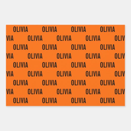 Zonsondergang Oranje Moderne Naam | Trendy minimal Inpakpapier Vel (Voorkant 3)