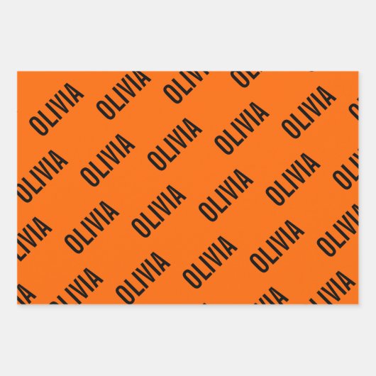 Zonsondergang Oranje Moderne Naam | Trendy minimal Inpakpapier Vel (Voorkant 2)