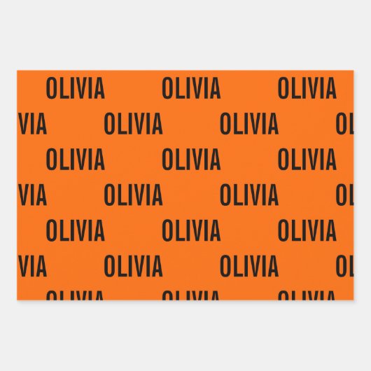 Zonsondergang Oranje Moderne Naam | Trendy minimal Inpakpapier Vel (Voorkant)