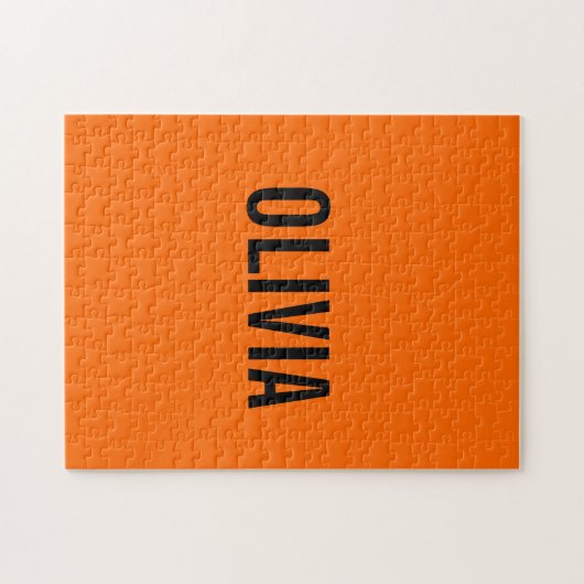 Zonsondergang Oranje Moderne Naam | Trendy minimal Legpuzzel (Horizontaal)