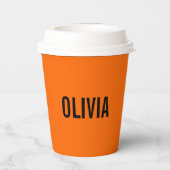 Zonsondergang Oranje Moderne Naam | Trendy minimal Papieren Bekers (Achterkant)