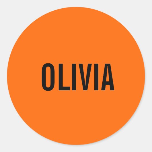 Zonsondergang Oranje Moderne Naam | Trendy minimal Ronde Sticker (Voorkant)