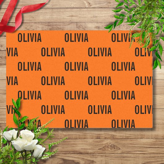 Zonsondergang Oranje Moderne Naam | Trendy minimal Tissuepapier