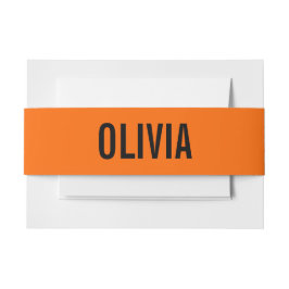 Zonsondergang Oranje Moderne Naam | Trendy minimal Uitnodigingen Wikkel