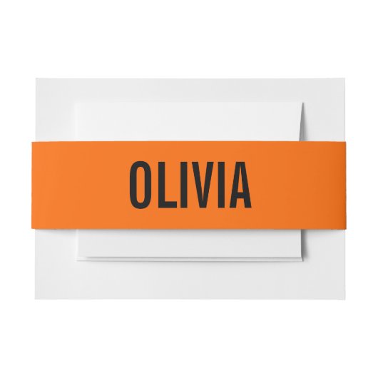 Zonsondergang Oranje Moderne Naam | Trendy minimal Uitnodigingen Wikkel (Voorkant Voorbeeld)