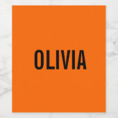 Zonsondergang Oranje Moderne Naam | Trendy minimal Wijn Etiket (Enkel label)