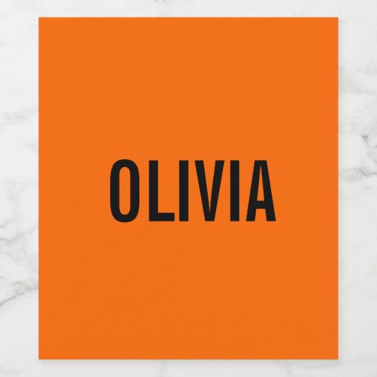 Zonsondergang Oranje Moderne Naam | Trendy minimal Wijn Etiket (Enkel label)