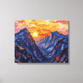 Zonsondergang over bergen gewikkeld canvas | Schil