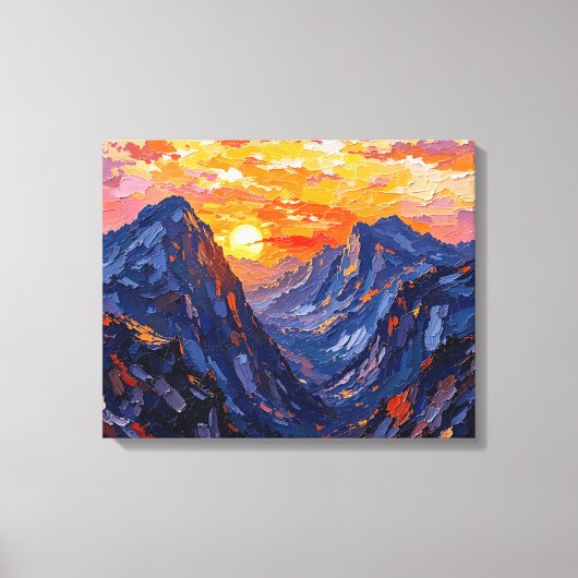 Zonsondergang over bergen gewikkeld canvas | Schil (Voorkant)