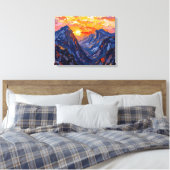 Zonsondergang over bergen gewikkeld canvas | Schil Afdruk (Insitu (Slaapkamer))