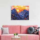 Zonsondergang over bergen gewikkeld canvas | Schil Afdruk (Insitu (Woonkamer))