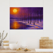 Zonsondergang over Bevroren Bos Poster (Keuken)
