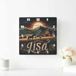 Zonsondergang over Boerderij met paard en schuur i Vierkante Klok