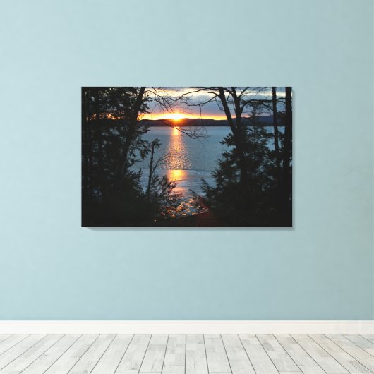 Zonsondergang over Bos Lake Wrapped Canvas Art (Insitu (Houten vloer))