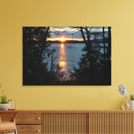 Zonsondergang over Bos Lake Wrapped Canvas Art Afdruk
