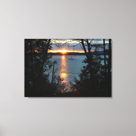 Zonsondergang over Bos Lake Wrapped Canvas Art Afdruk