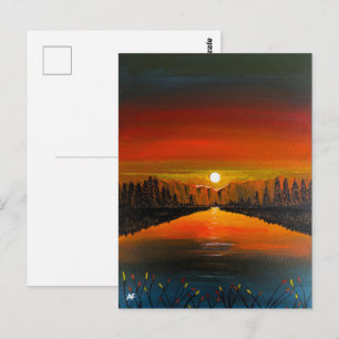 Zonsondergang over Canyon Lake Schilderij van Alfr Briefkaart