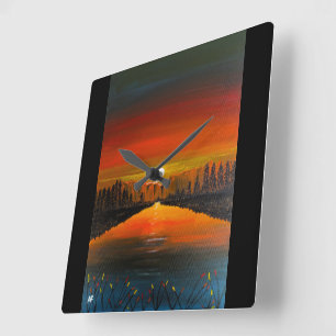 Zonsondergang over Canyon Lake Schilderij van Alfr Vierkante Klok