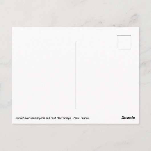 Zonsondergang over Conciergerie - Parijs, Frankrij Briefkaart (Achterkant)