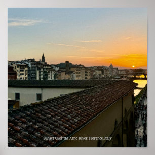 Zonsondergang Over de Arno River, Florence Italië  Poster