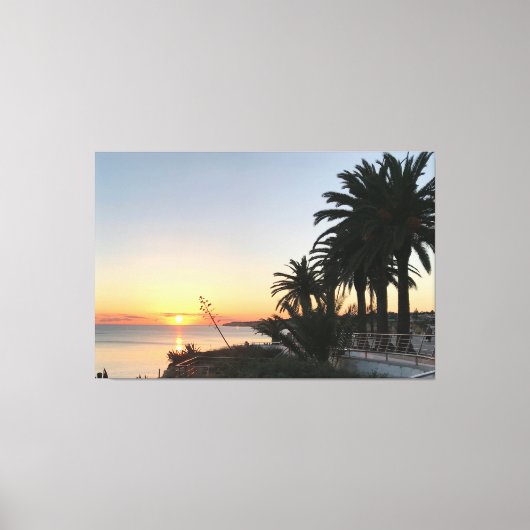 Zonsondergang over de baai van Armacao de Pera Alg Canvas Afdruk (Voorkant)