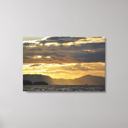 Zonsondergang over de baai van Ketchikan Canvas Afdruk (Voorkant)