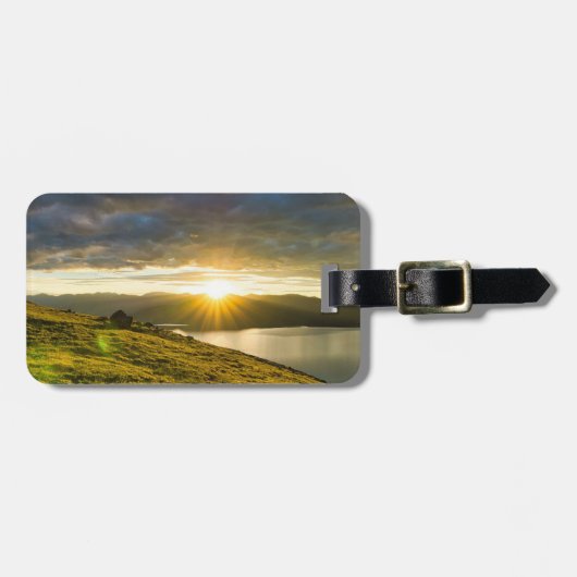Zonsondergang Over De Bergen Bagage Label (Voorkant horizontaal)