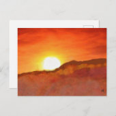Zonsondergang over de bergen, briefkaart (Voorkant / Achterkant)