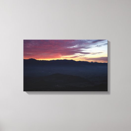 Zonsondergang over de bergen in Zuid-Oregon Canvas Afdruk (Voorkant)