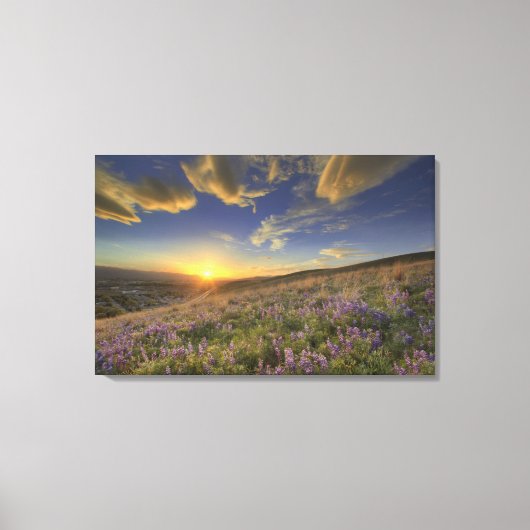 Zonsondergang over de Bitterroot Mountains en uitg Canvas Afdruk (Voorkant)