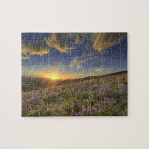 Zonsondergang over de Bitterroot Mountains en uitg Legpuzzel