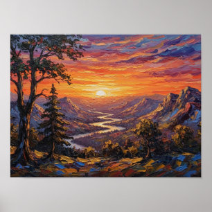 Zonsondergang over de dalpieken poster