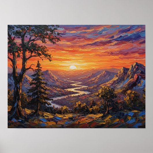 Zonsondergang over de dalpieken poster (Voorkant)