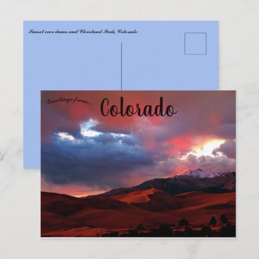 Zonsondergang over de duinen en Cleveland Peak Col Briefkaart (Voorkant / Achterkant)