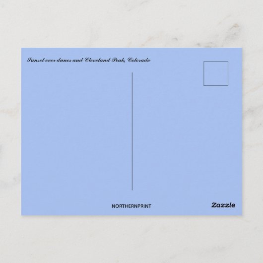 Zonsondergang over de duinen en Cleveland Peak Col Briefkaart (Achterkant)