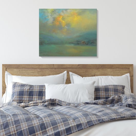 Zonsondergang over de heuvels (door Glenn Cooper H Canvas Afdruk (Insitu (Slaapkamer))