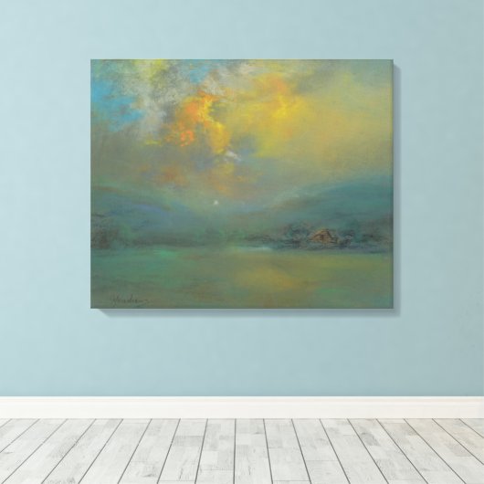 Zonsondergang over de heuvels (door Glenn Cooper H Canvas Afdruk (Insitu (Houten vloer))