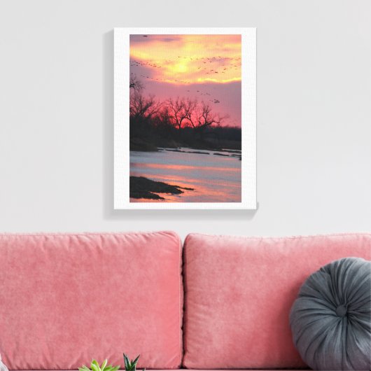 Zonsondergang over de North Platte River Canvas Afdruk (Insitu (Woonkamer))