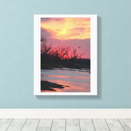 Zonsondergang over de North Platte River Canvas Afdruk (Insitu (Houten vloer))