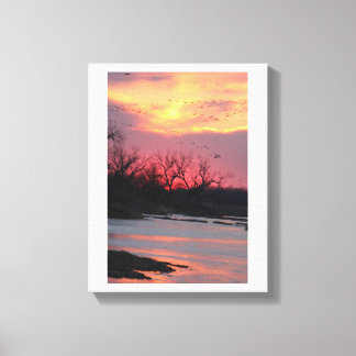 Zonsondergang over de North Platte River Canvas Afdruk