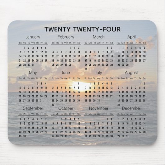 Zonsondergang over de Ocean Design Kalender 2024 Muismat (Voorkant)