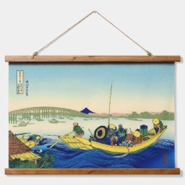 Zonsondergang over de Ryōgoku-brug Katsushika Hoku Hangend Wandkleed