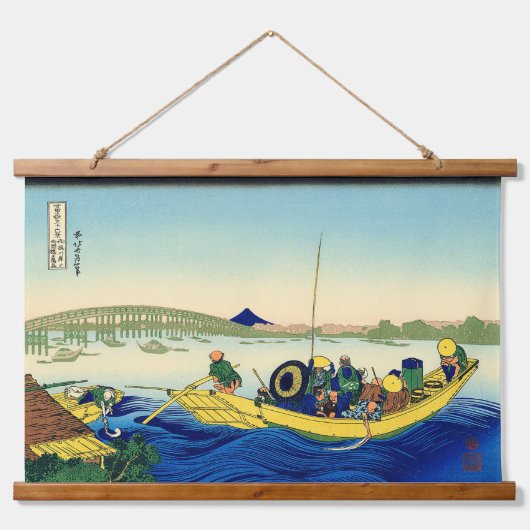Zonsondergang over de Ryōgoku-brug Katsushika Hoku Hangend Wandkleed (Voorkant)
