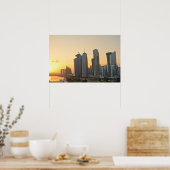 Zonsondergang over de skyline van Doha, Qatar Poster (Keuken)