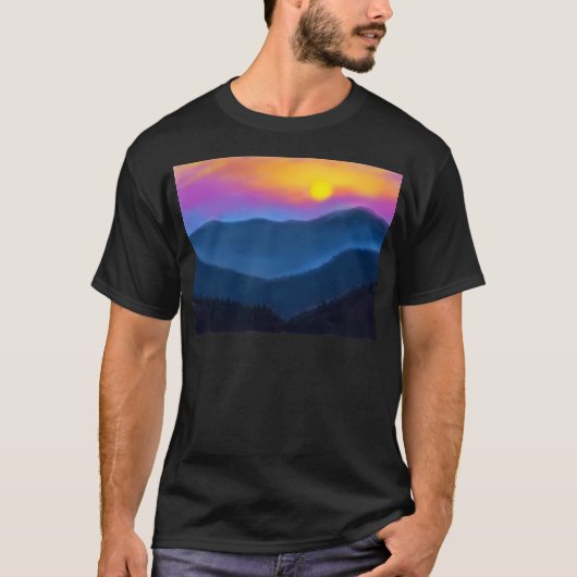 Zonsondergang Over De Smokey Mountains Actief T-shirt (Voorkant)