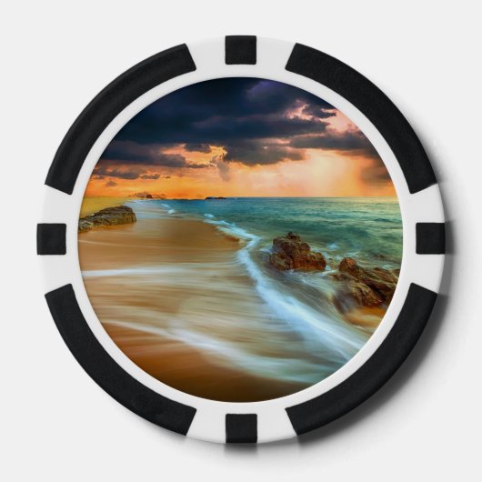 Zonsondergang over de Spaanders van de Pook van Poker Chips (Voorkant)