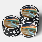 Zonsondergang over de Spaanders van de Pook van Poker Chips (Opstapeling)